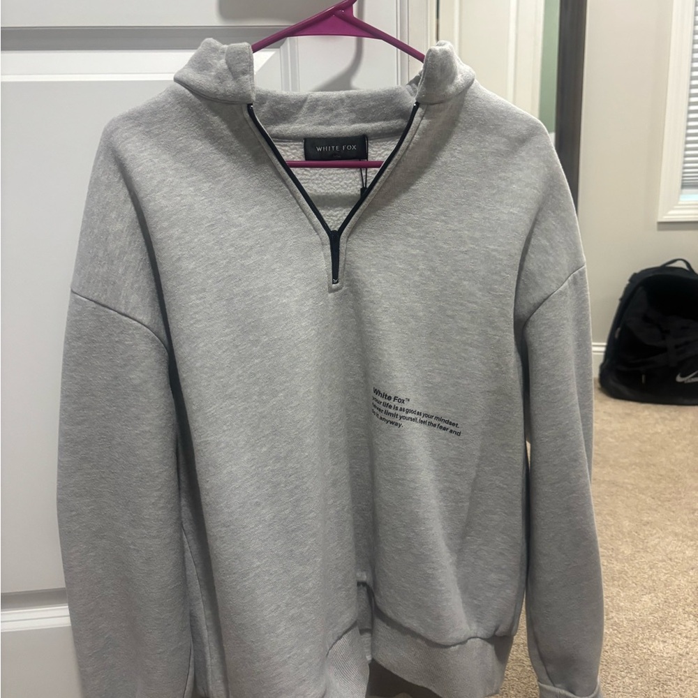 White Fox Wmns Oversized Gray Half-Zip